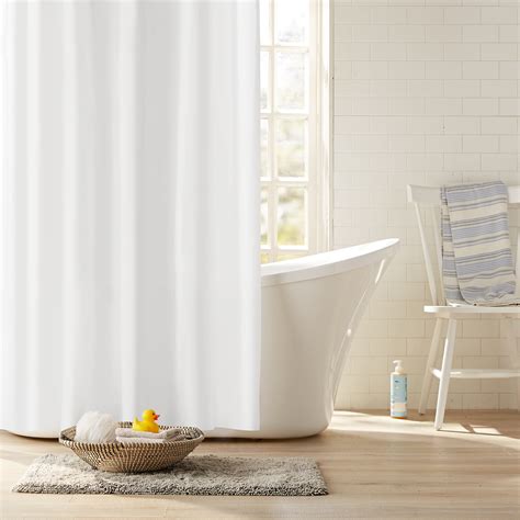 Clorox shower curtain liner - Keep shower water in the bath and off your floors with the Clorox Heavyweight Shower Curtain Liner. This 72” x 72” shower liner is made from a durable material that is treated with a mildew-resistant agent to prevent the build-up of mold, mildew and bacteria. No more ripped hook holes or unsightly rust!